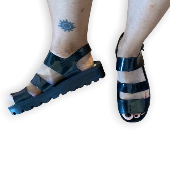 JuJu 3 strap jelly sandals - black - size UK 5 US 7 - Picture 5 of 5